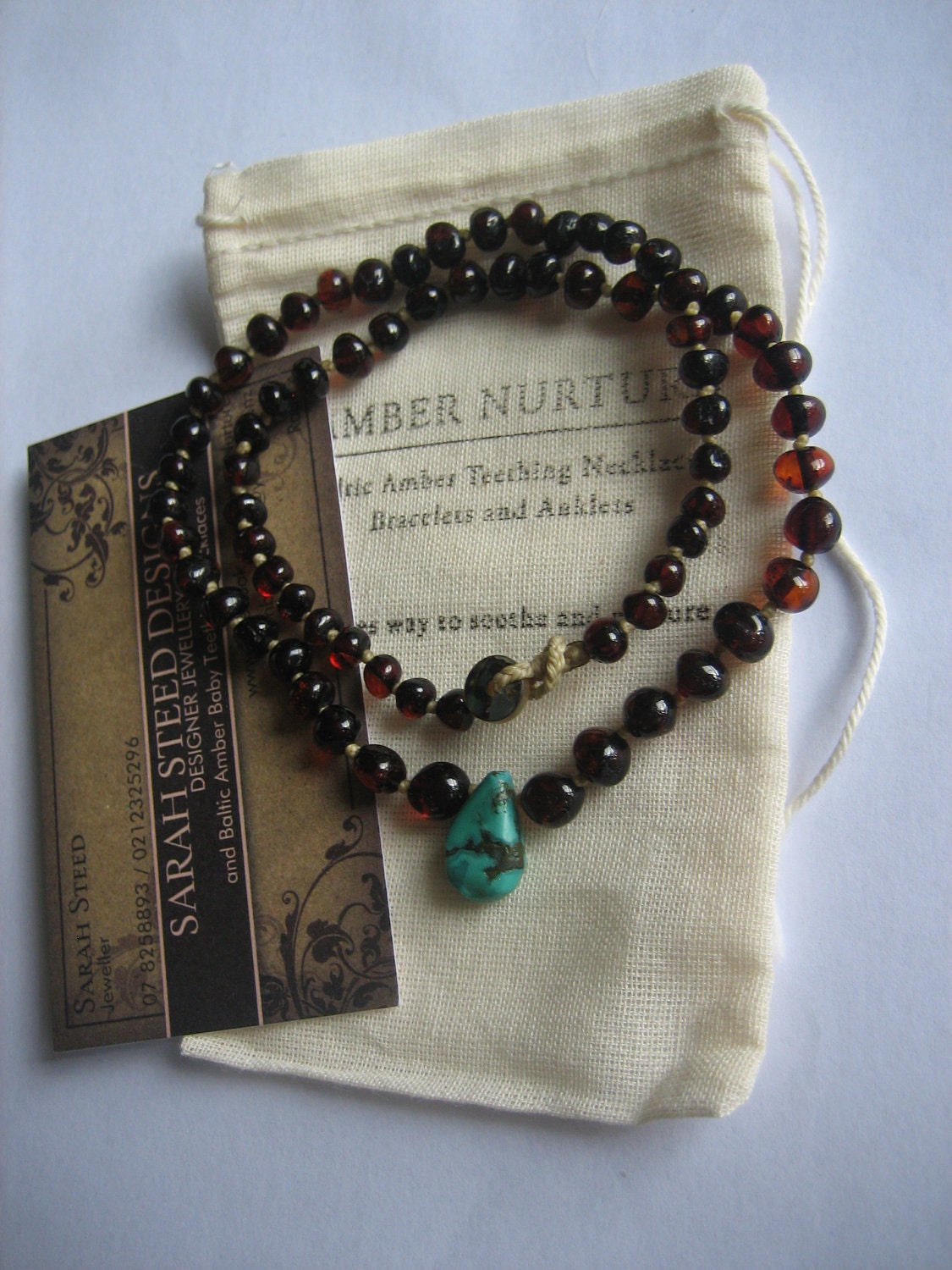 Mothering Baltic Amber Necklace with Turquoise