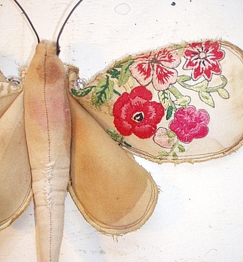 Moth made from old embroidery