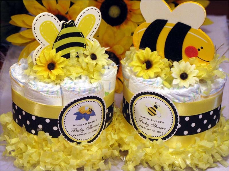 CUTE as CAN BEE baby shower mini diaper cake centerpiece favor