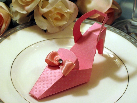 Pretty in Pink Stiletto High Heel SHOE FAVOR BOXES - comes fully assembled