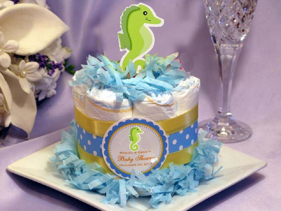 OCEAN FISH SEA baby shower mini diaper cake centerpiece favors