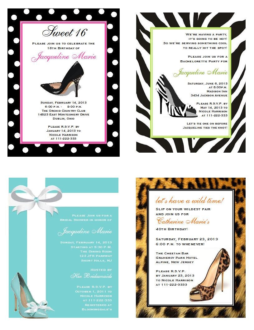 Stiletto High Heel Shoe Invitations zebra leopard by shadow090109
