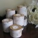 Birch Bark Log Tea Light Candle Holders Set of 5- 6",5",4",3" and 2" for your Wedding Centerpieces