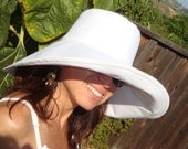 White Sun Hat   Wide Brim for the classically elegant or completely casual by Freckles California Size S M L or XL