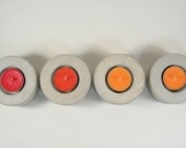 No.2 Round Concrete Tea Light Candle Holder - set of 4 - light grey