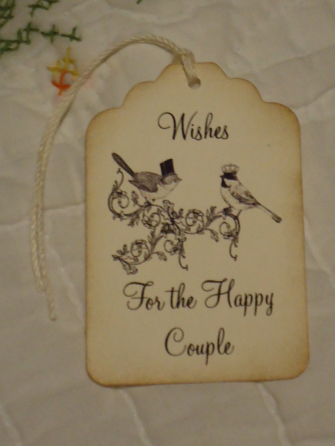 Wishes For The Happy Couple  Wedding Wish Tree Custom Handmade Wedding Tag Favor 6 Pieces