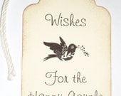 Wishes For the Happy Couple Custom Handmade Wedding Wish Bird Tag 6 Pieces