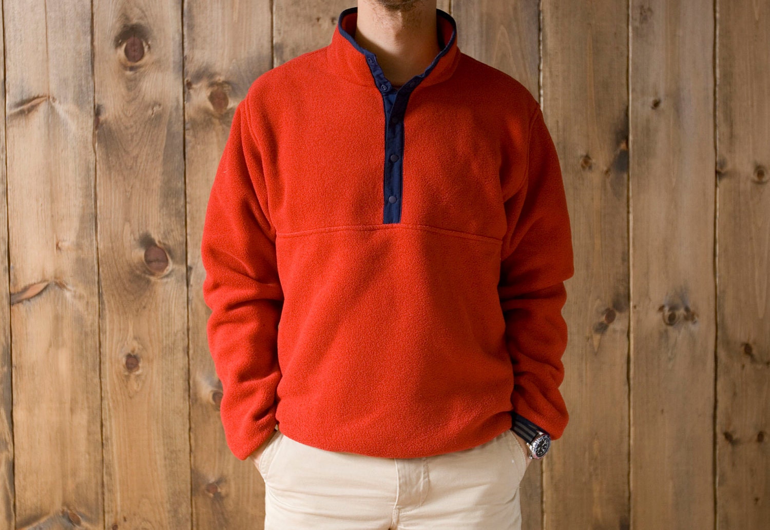 Vintage L.L. Bean Fleece Pullover Jacket in Red