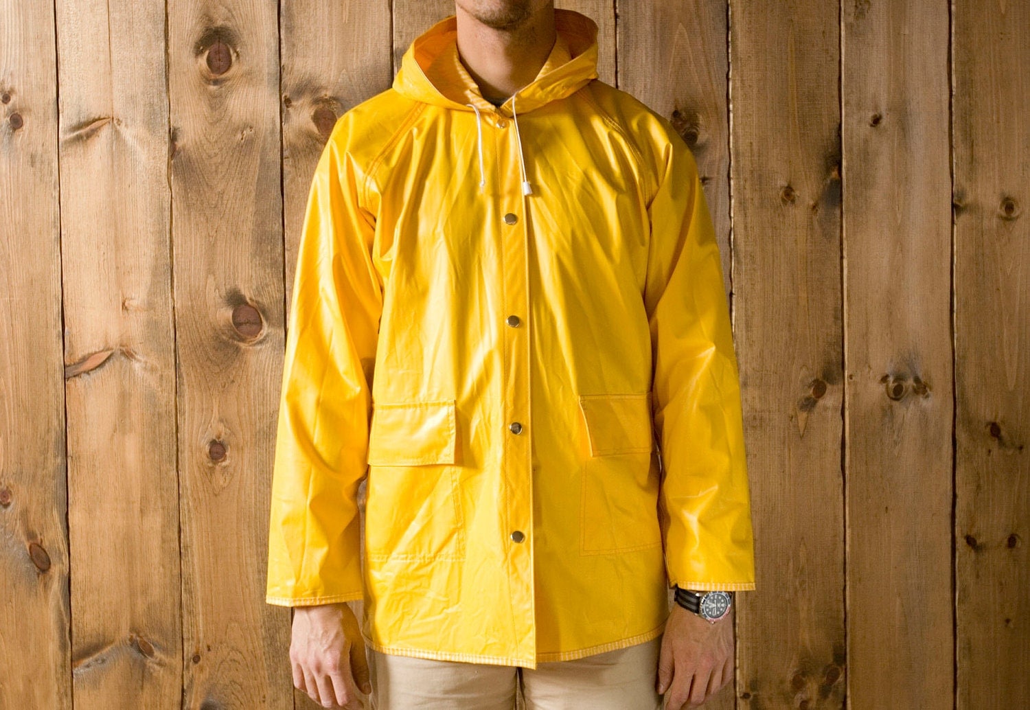 Items Similar To Vintage Reversible Yellow Rain Slicker Jacket On Etsy