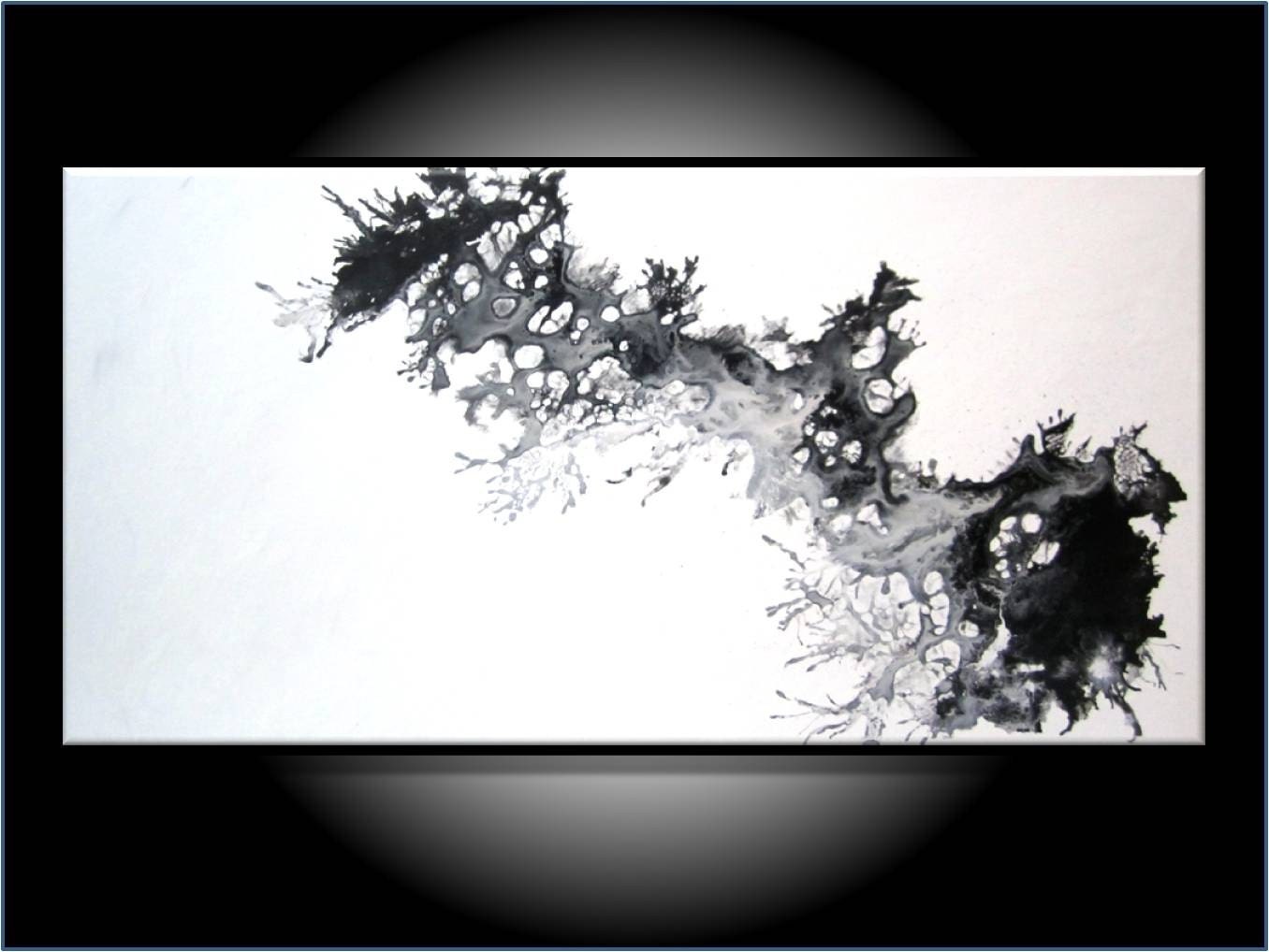 SOLD RESERVED FOR RICHARD. SUPER SALE. MODERN ABSTRACT FINE ART. 18 X 36. ORIGINAL PAINTING. BLACK AND WHITE. FRAMED. TITLE EXTREMES. by RenaeSchoeffelArt