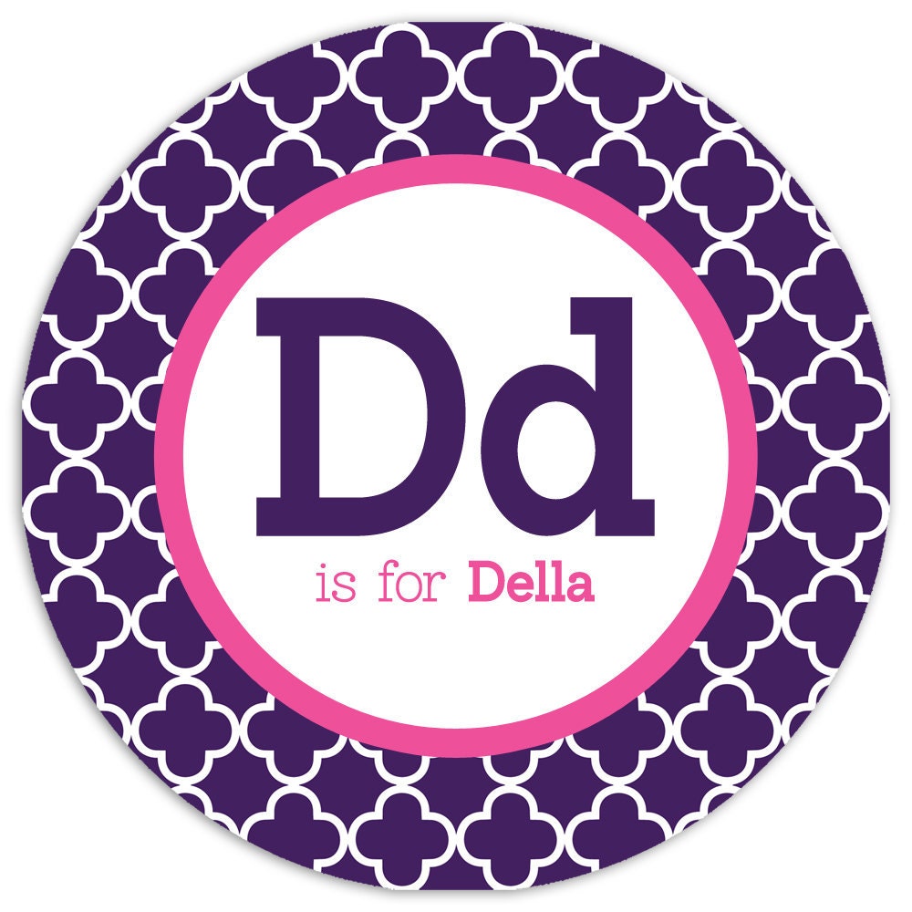 Personalized Melamine Plate Quatrefoil (Custom with Name, Initials and Colors) Il_170x135