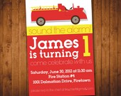 Fire Truck Birthday Invitation JPEG Firetruck Il_170x135