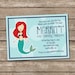 Mermaid Invitation: Birthday Party or Baby Shower (JPEG)