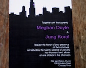 Modern Wedding Invitation City Skyline -Chicago, New York, any city, Custom