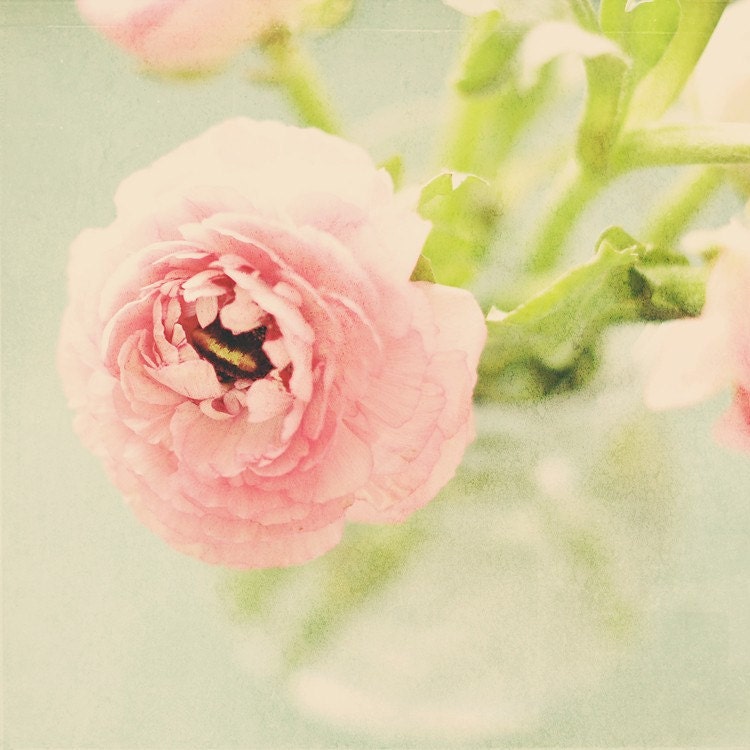 Romantic photography - something sweet - fine art photography print - romantic pink aqua green dreamy flower photo peach mint