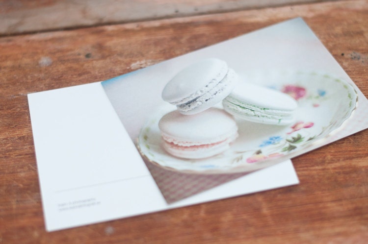 Macarons, fine art photography postcard set, 4x6, dreamy, sweets. romantic, vintage, pink, mint, minty, green, purple