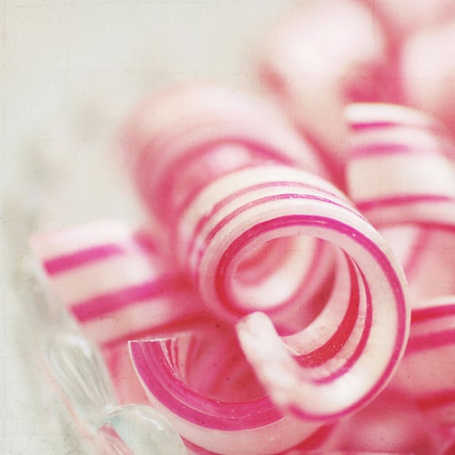 Candy cane photograph, 5x5 fine art photography print, home decor, red, white, stripes, creamy, mint, peppermint, christmas