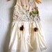 Shabby Chic Slip Dress Girl's 7 8 Peach Cream Lace Floral Country Doilies 'PHOEBE'