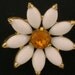 KRAMER Of NEW YORK Vintage Milk Glass Daisy Brooch with Orange Jeweled Sigma
