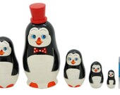 Penguin nesting dolls animal doll set of 5 matryoshka babushka dolls free shipping