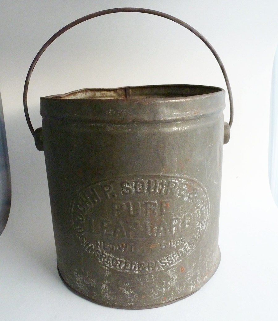 Antique Lard can John P Squire & Company by purplegracelane