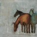 Winter Graze- ABSTRACT HORSE PORTRAIT Giclee print from my original oil painting