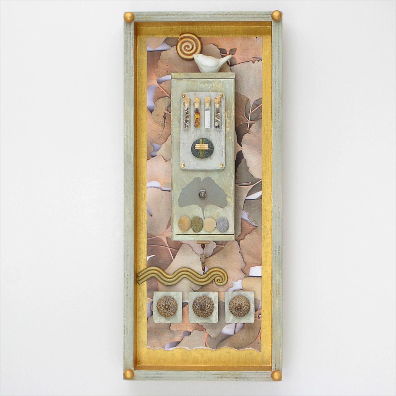 Mixed media assemblage, nature inspired shadow box,  original artwork,wall art,handmade