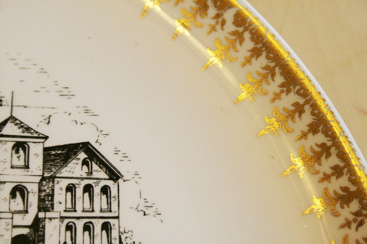 Decorative Plate Commemorating Burned-Down Schoolhouses - White Elephant Gift