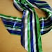 Jewel Tone Blue and Green Striped Vintage Scarf