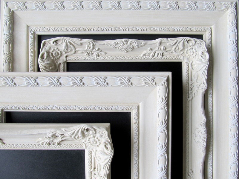 Set of 4 CHALKBOARD Collage Wedding Signs Framed Vintage Style Wall Decor Shabby Chic Collection Chalk Boards Magnet Board - MORE COLORS