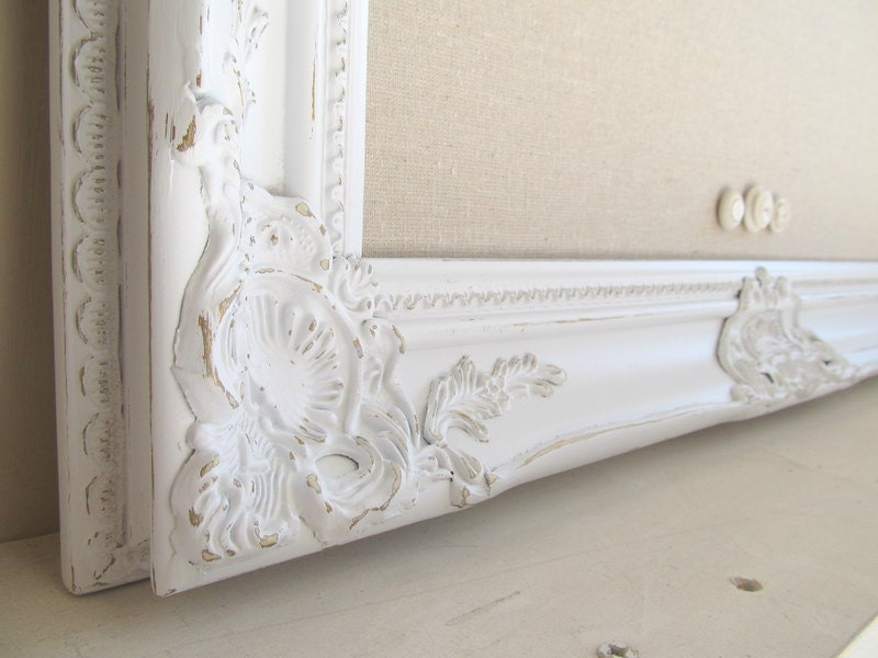 FABRIC MAGNET BOARD Shabby Chic Nursery Memo Board French Country Vintage Wedding Kitchen Nursery Ornate Magnetic Baroque Frame 22inx26in