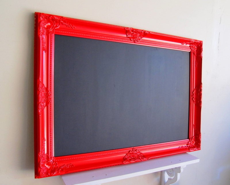 RED FRAMED CHALKBOARD Red and Black Wedding Decor Restaurant Menu Kitchen Chalkboard Baroque Frame Wedding Menu 26inx36in