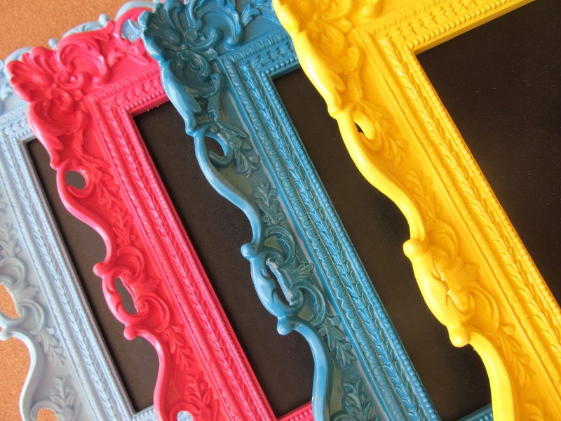 Bright FRAMED CHALKBOARD Neon Colors Teal Pink Aqua Yellow Frame Wedding Table Numbers Candy Bar Sign Birthday Party Decoration -ANY Color