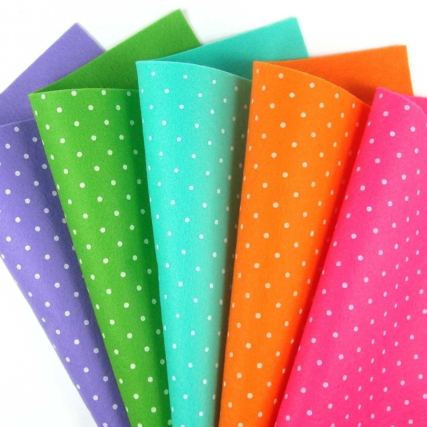 5 Colors Felt Set - Bright Polka Dots
