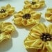 Handmade Yellow Ribbon Flower Appliques Embellishments (6pcs)