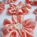 Handmade Peach Ribbon Flower Appliques Embellishments (6pcs)