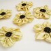 Handmade Golden Ribbon Flower Appliques Embellishments (6pcs)