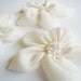 Cream Chiffon with Stripe Flowers Handmade Appliques Embellishments(3 pcs)
