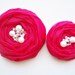 Cranberries Chiffon Roses Handmade Appliques Embellishments(5 pcs)