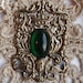 Steampunk choker Ivory venice victorian lacer collar with Emerald Royal Coat of Arms gothic necklace