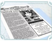 NEW Newspaper Wedding Invitation Fun and Classy A  unique wedding design  DEPOSIT