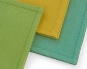 Solid Colored Organic Cotton Hankies: chartreuse, gold, seafoam
