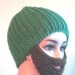Hand Knit Bearded Beanie - Green
