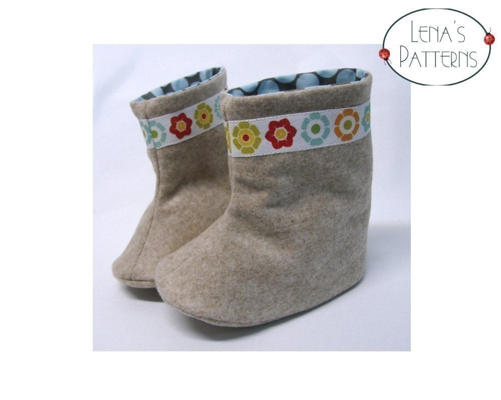 Easy Sewing Pattern - Baby Flower Power Boots - pdf