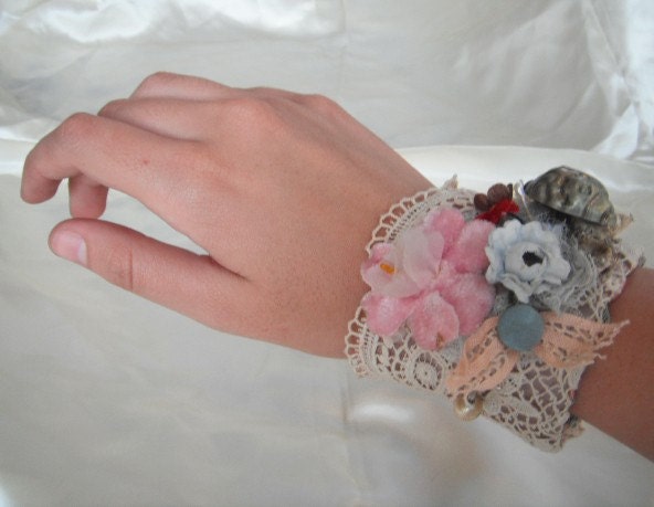 SALE 50% OFF------Angelica CUFF -Unique design-Vintage material-