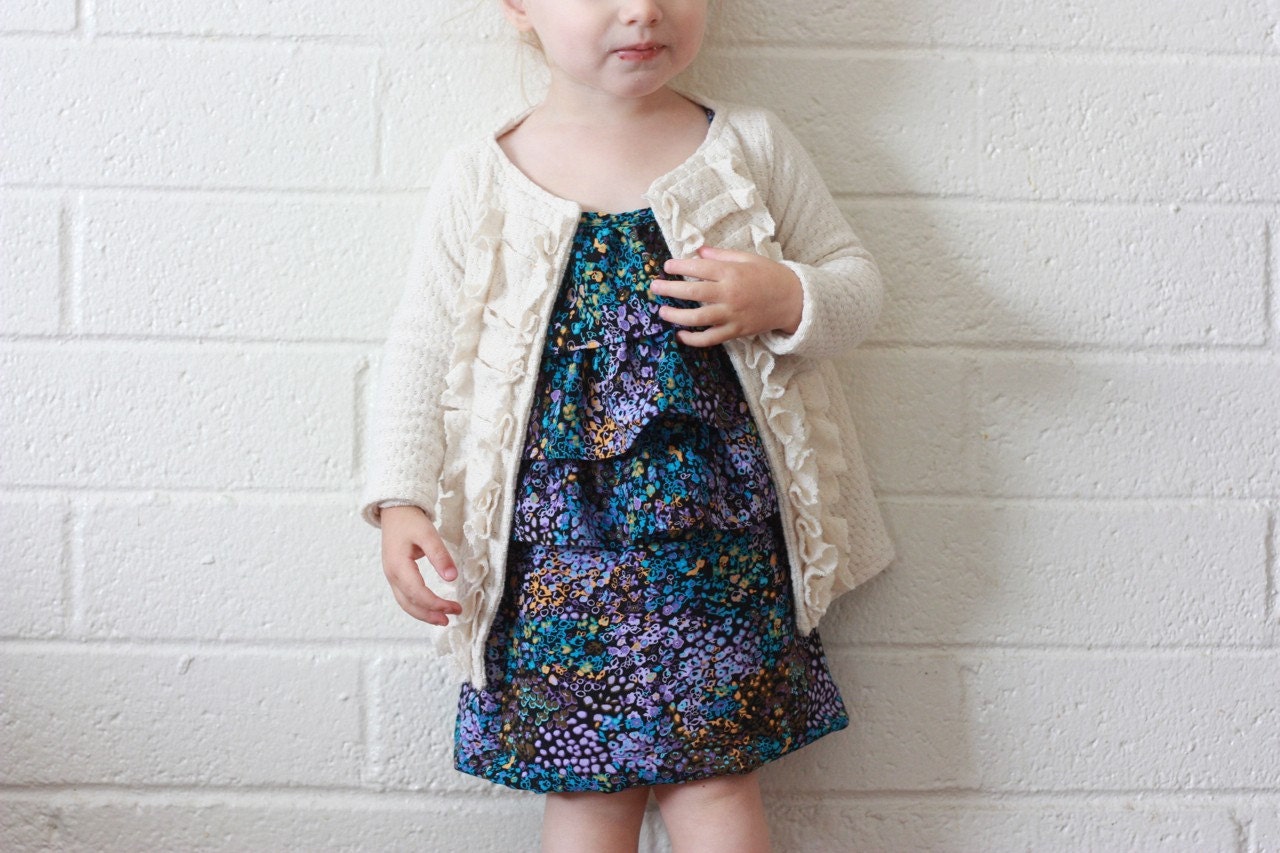 DISCONTINUED SALE 25% OFF ruffle front cardigan / pdf pattern sizes 18 months to 6 yrs