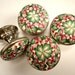 SIX Cabinet Knobs / Pulls Shades of Cranberry and Green