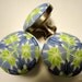 SIX Fresh Cabinet Knobs /Cabinet Pulls  Blue & Lime   Set of 6   Metal and Clay
