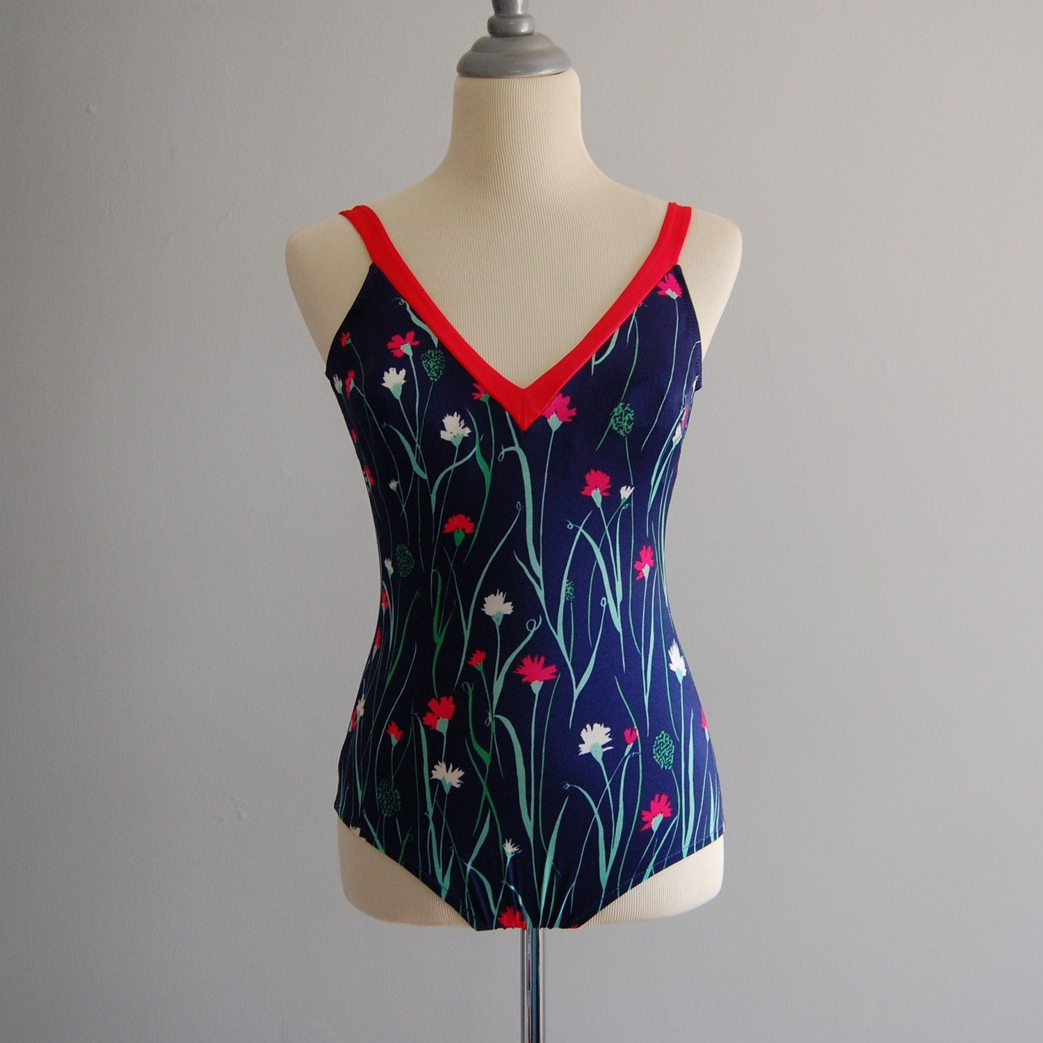 60s WILD FLOWERS one piece swimsuit