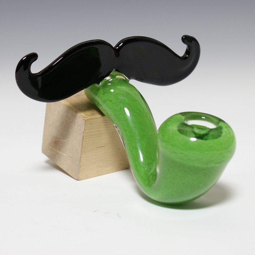 Glass Mustache Pipe - Sherlock -Hedcraft Glassworks-